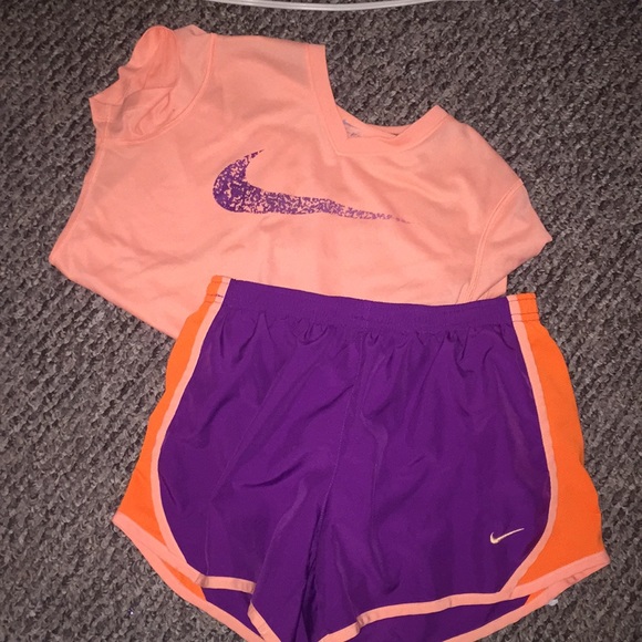 nike peach and orange Dri-Fit set